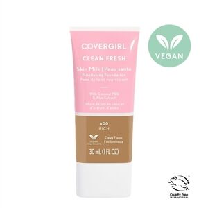 COVERGIRL Clean Fresh Foundation Skin Milk Dewy Finish All Day Hydration Vegan